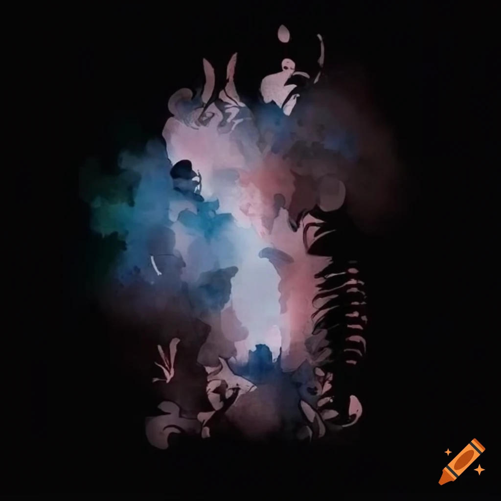 Japanese calligraphy spelling heaven on black background