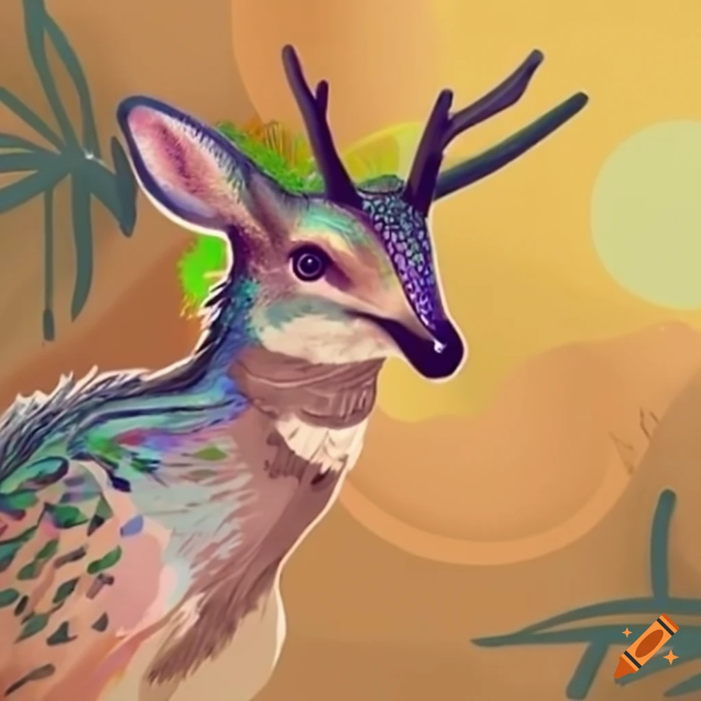Hybrid fantasy creature glowing with aurora light featuring a fluffy