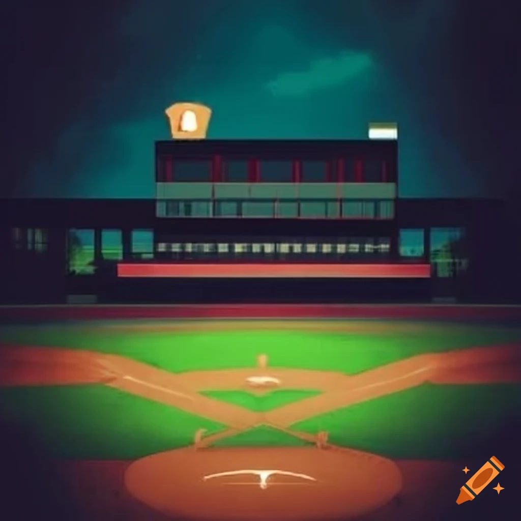 View of a baseball field from the dugout on Craiyon