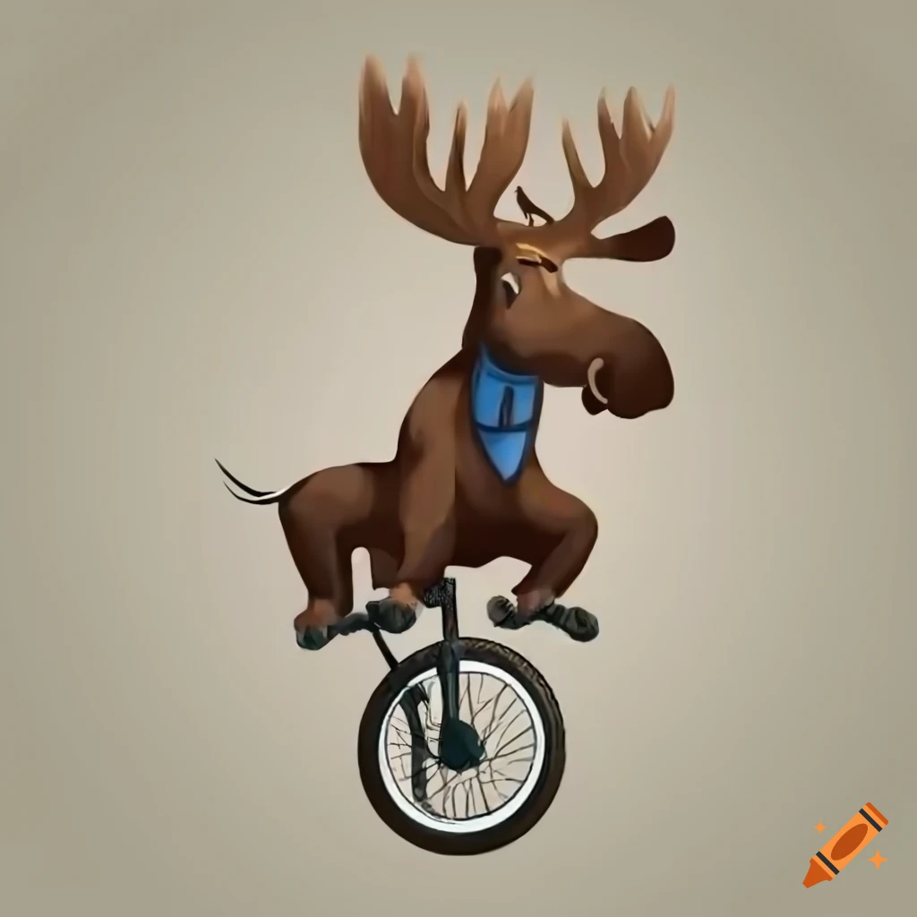 Image of a moose riding a unicycle