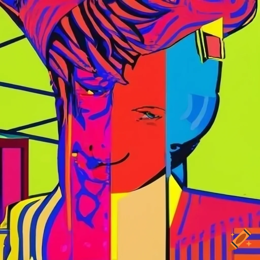 Pop art collage with bold colors and comic book aesthetics