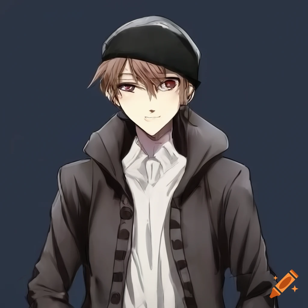 Anime boy with brown hair and black outfit