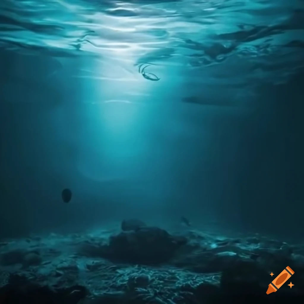 underwater scene with dramatic lighting
