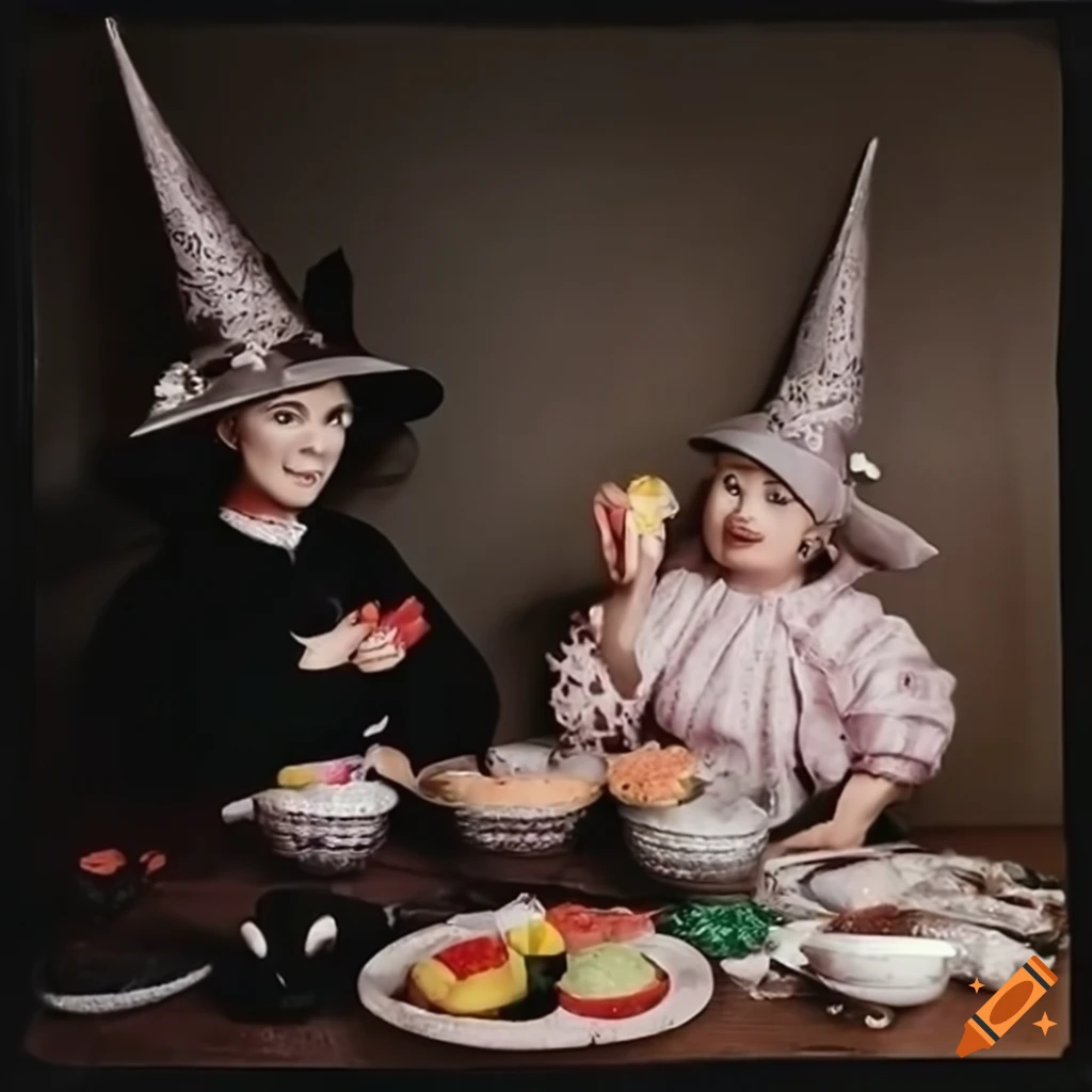 vintage image of witches cooking sweets