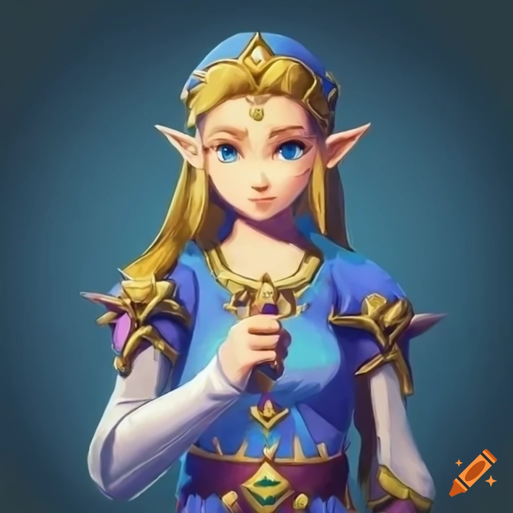 Zelda with master sword and silent princess flowers