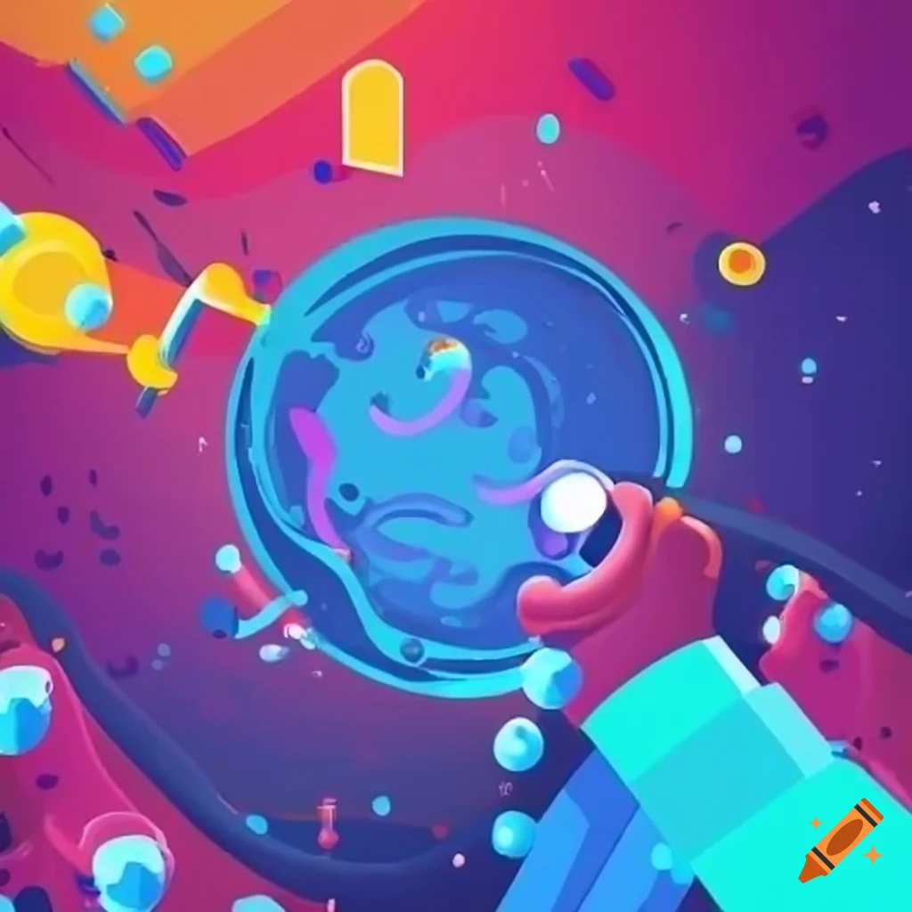 Kurzgesagt style science design on Craiyon