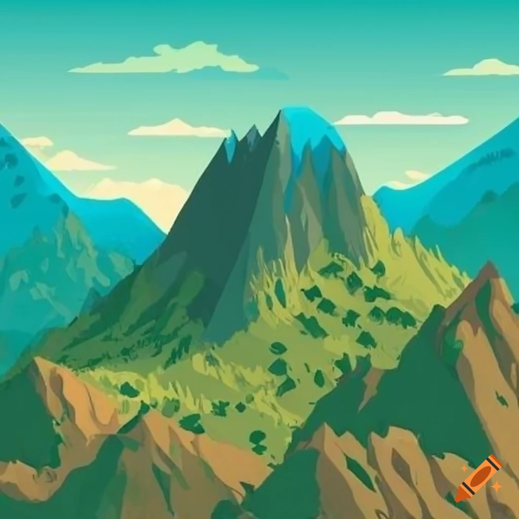 isometric view of a Japanese mountain
