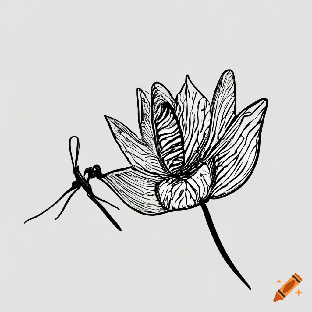 minimalist artwork of a lotus flower with a dragonfly