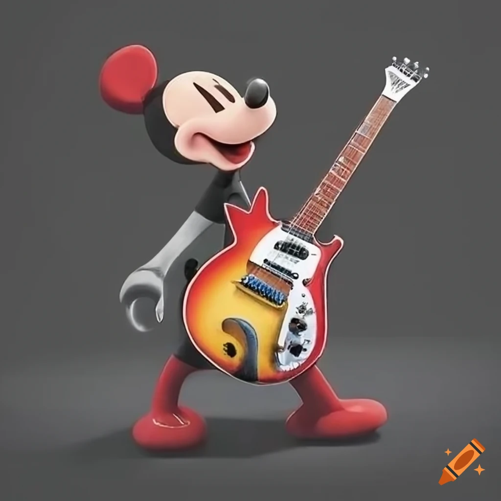 crazy mickey guitar heart design tee トップス 