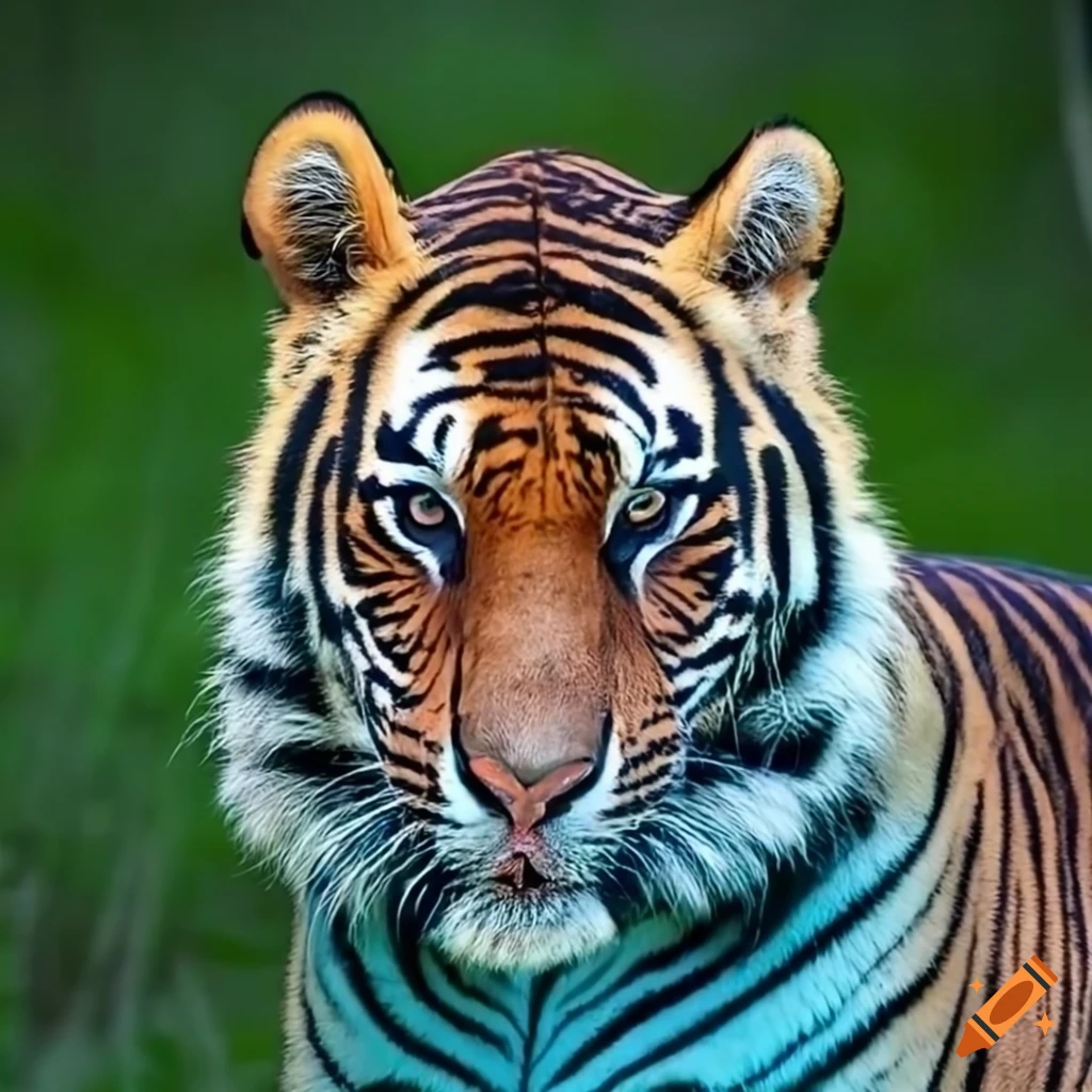 Sumatran tiger with unique fur color and patterns