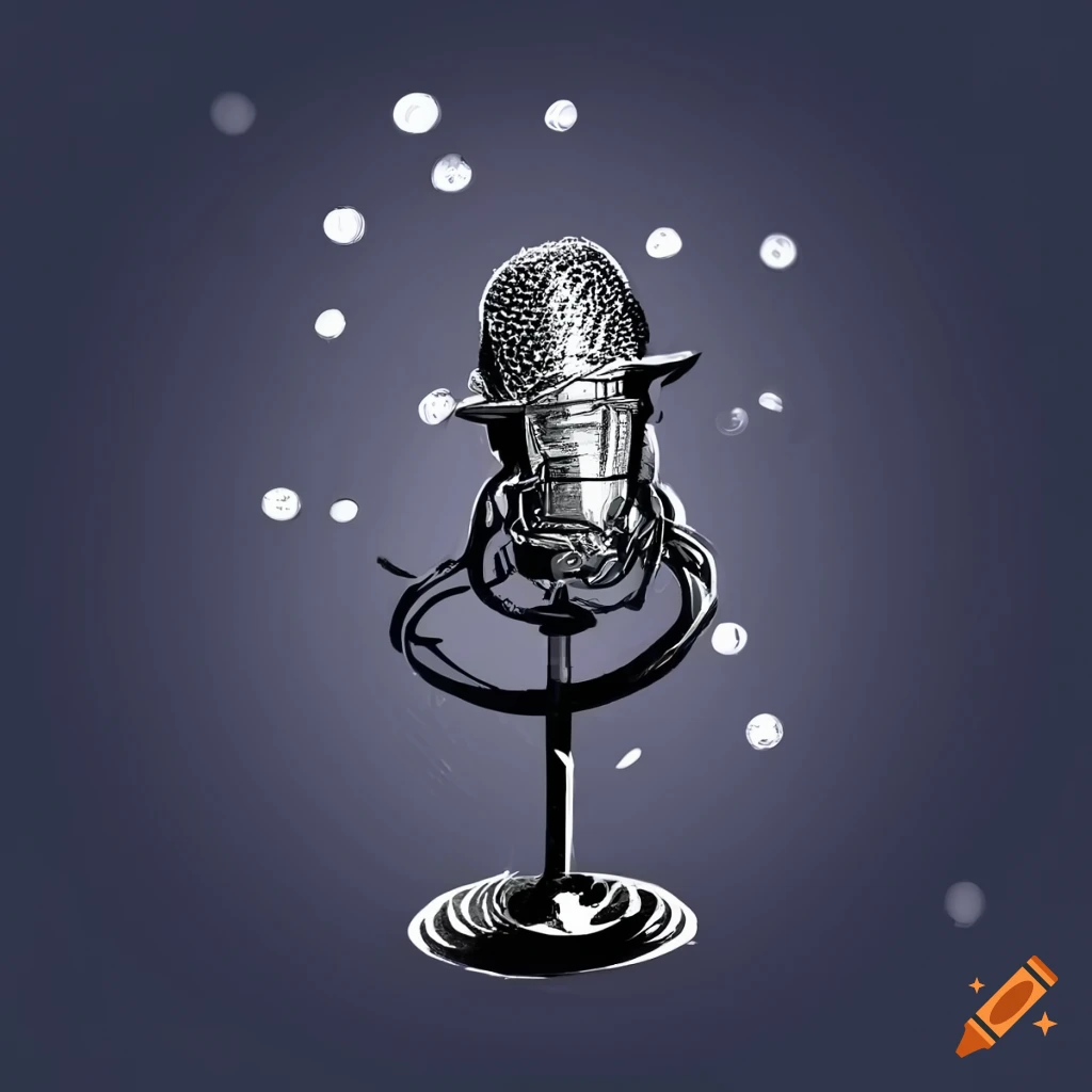 Mic podcast cartoon in 4k on Craiyon