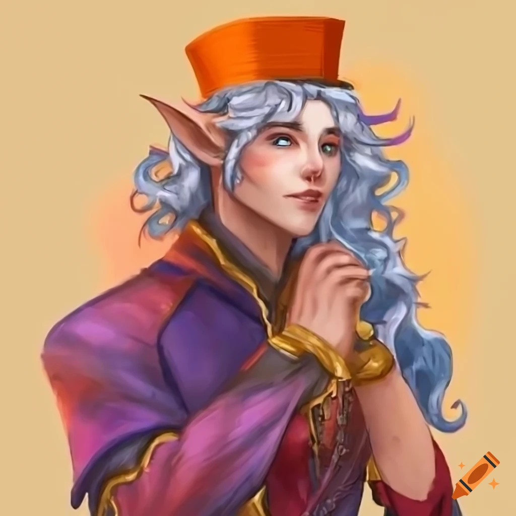 image of a flamboyant male elven soda factory owner