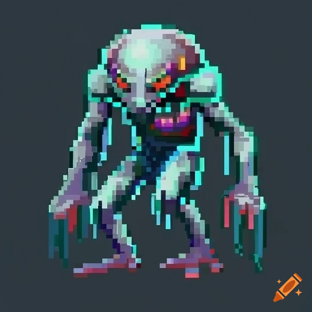 2D pixel art of Xylox alien enemies for a post-apocalyptic game