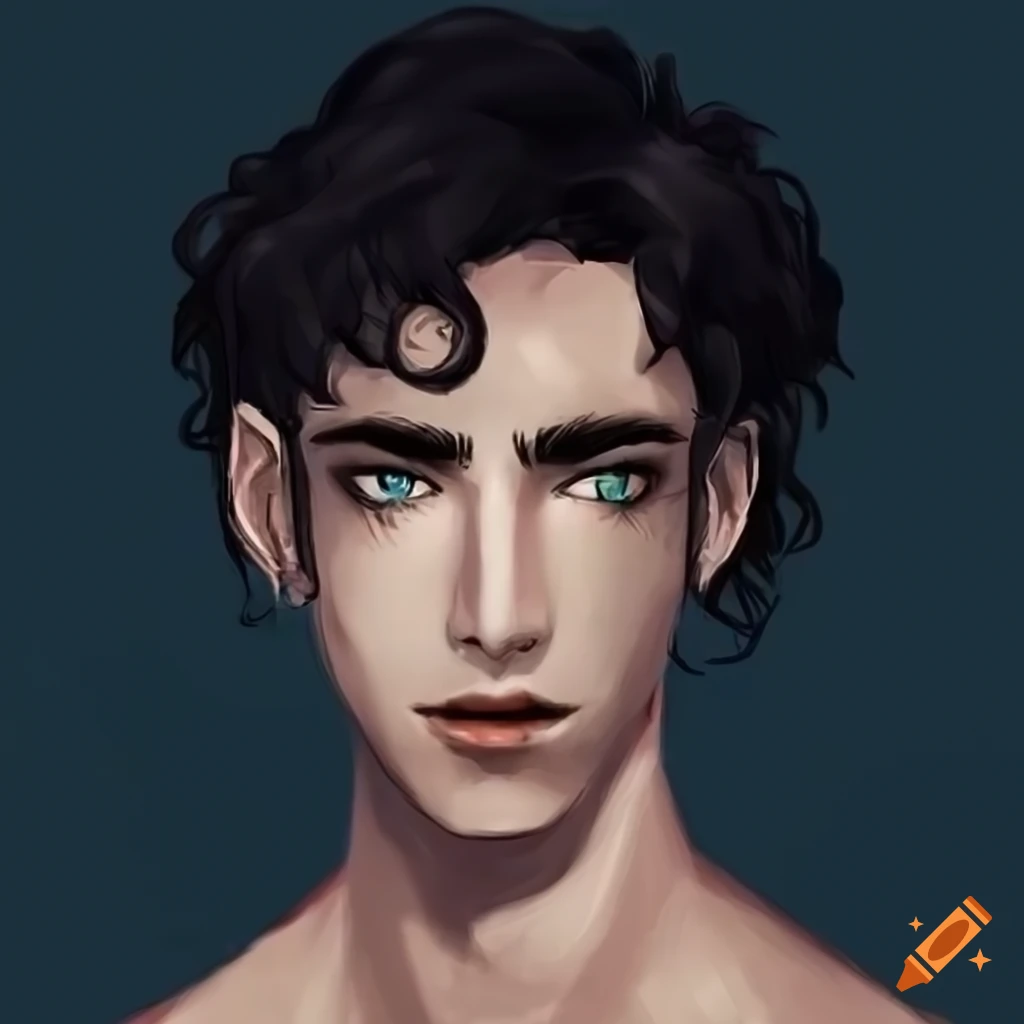 Male character with unique and attractive hairstyle on craiyon
