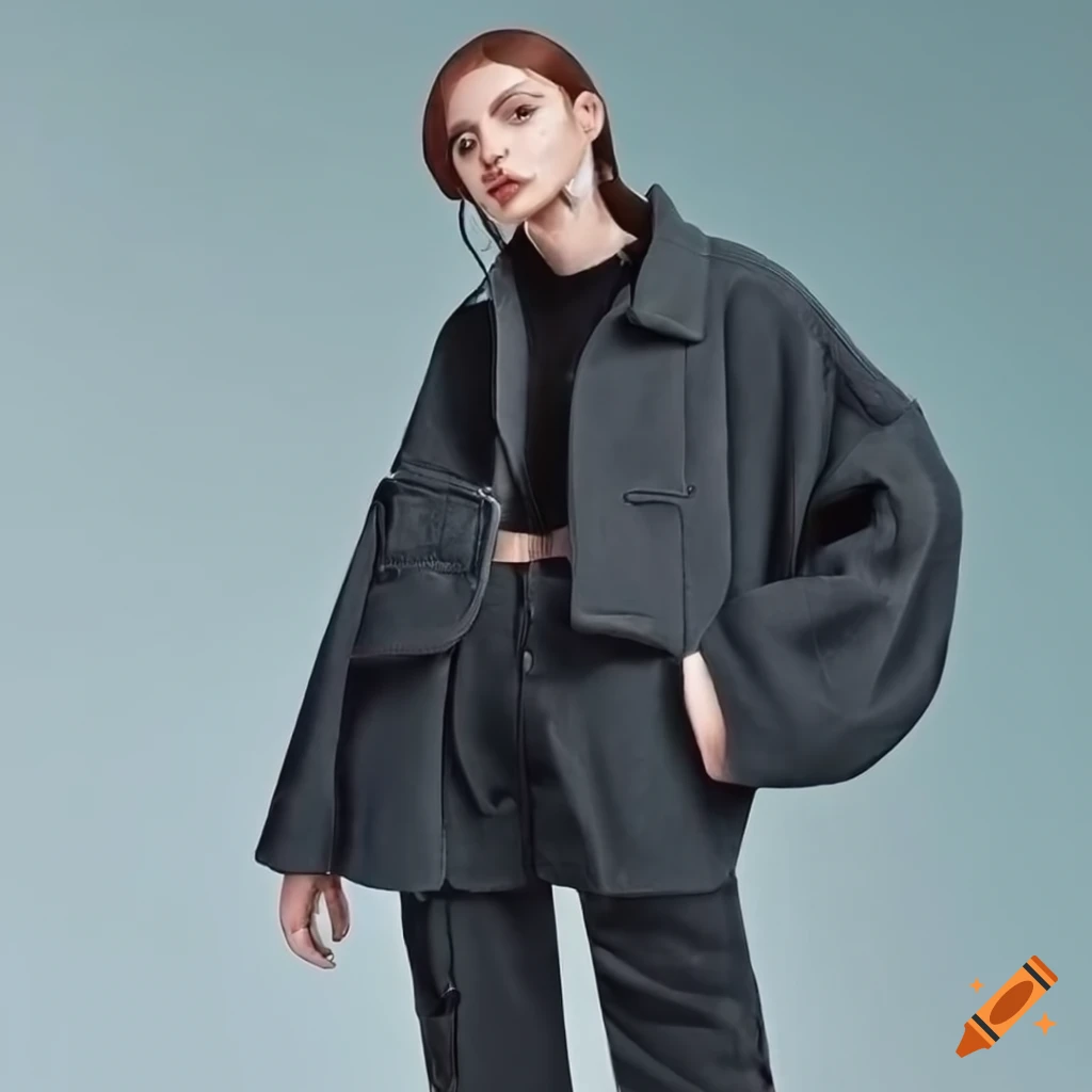 Oversized jacket with multiple pockets and zippers on Craiyon