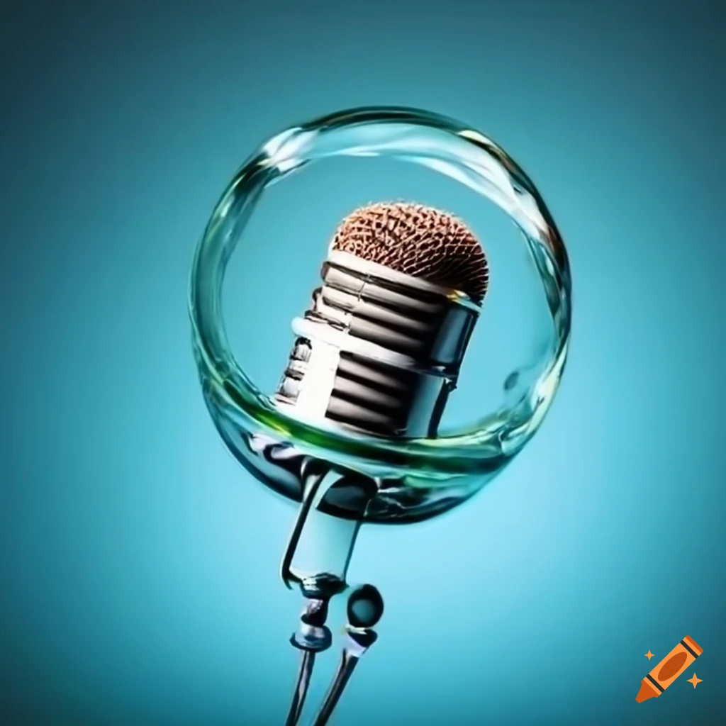 creative photo of a podcast microphone in a glass jar