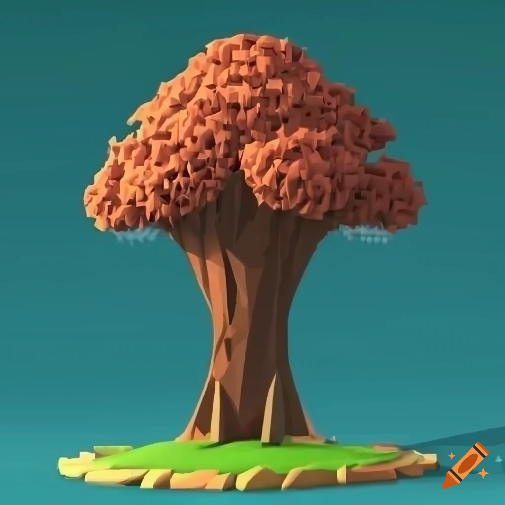 Lowpoly tree sculpture on Craiyon