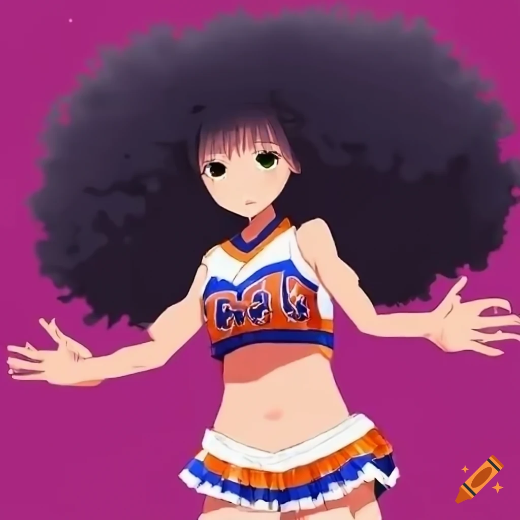 anime cheerleader with an afro