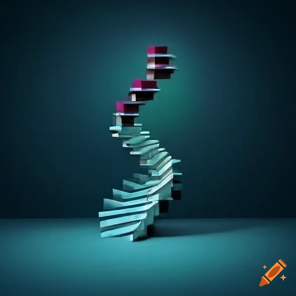 symbolic staircase representing challenges and recovery in stock market