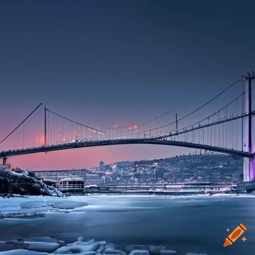 Bosphorus bridge in frozen condition