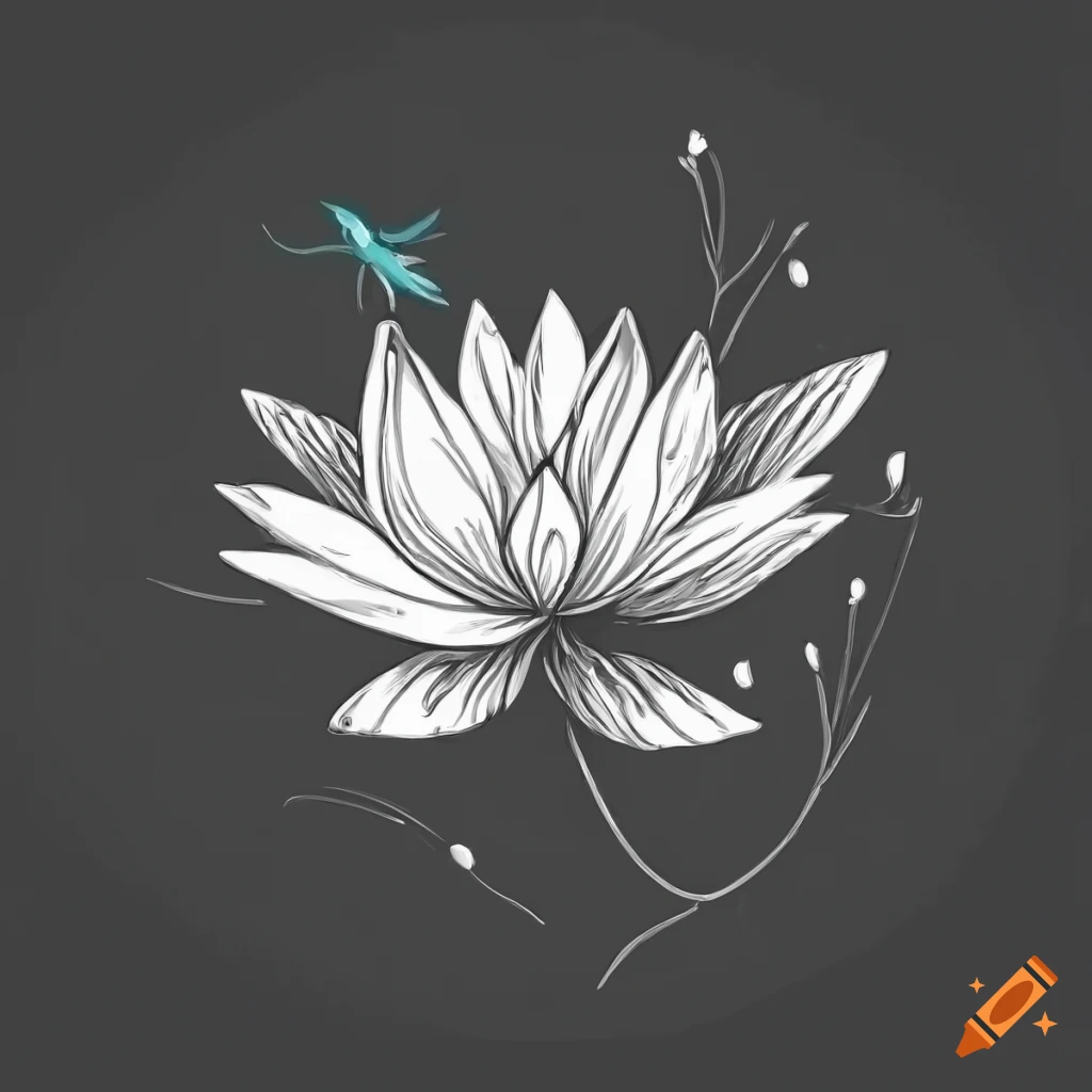 Lotus flower sketch pencil drawing color Vector Image