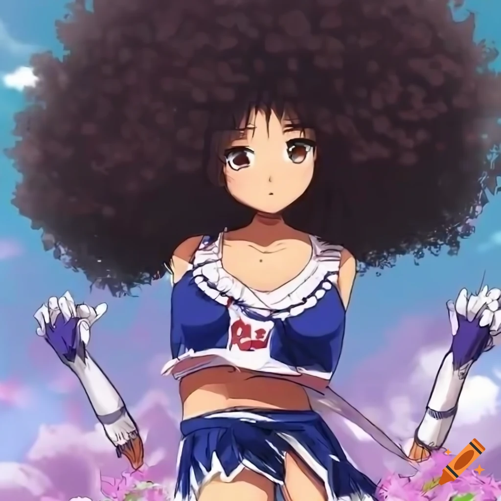 anime cheerleader with afro hairstyle