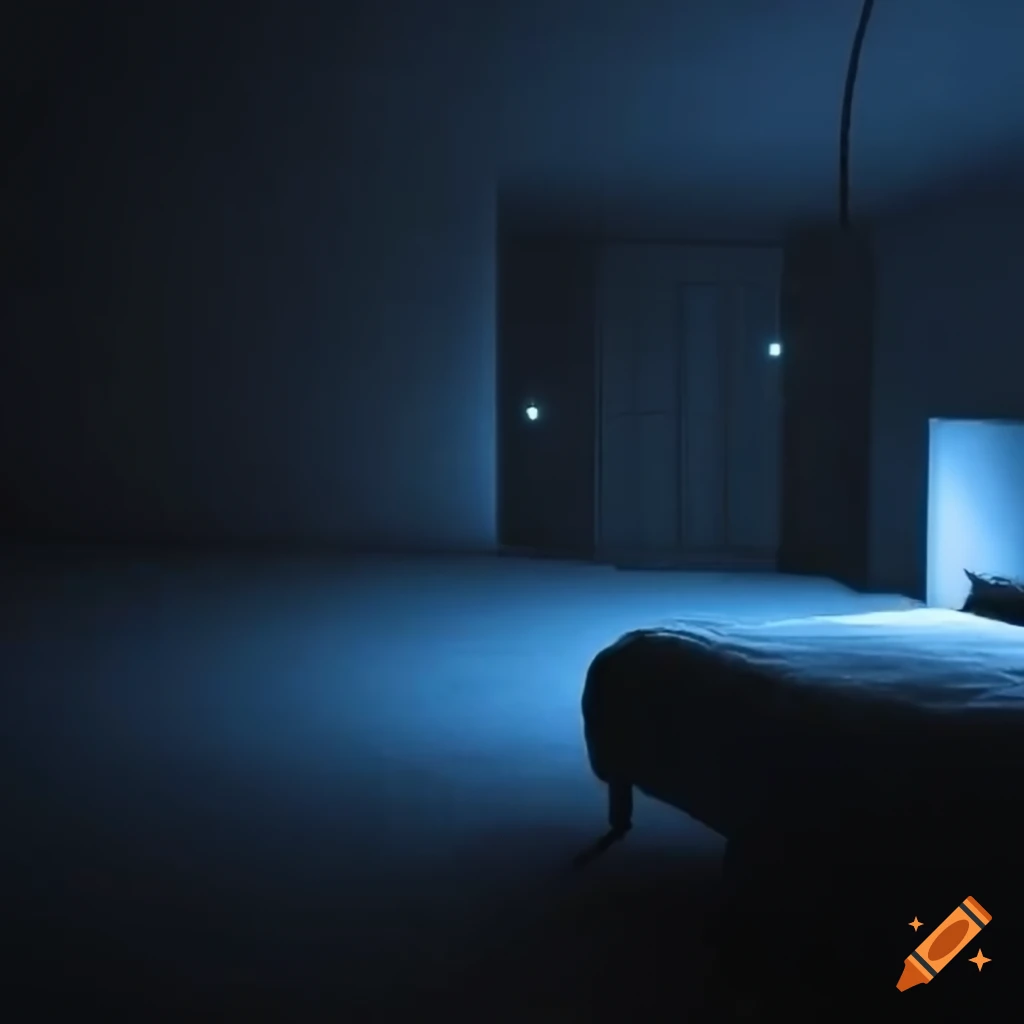 Realistic photo of a bedroom at night on Craiyon
