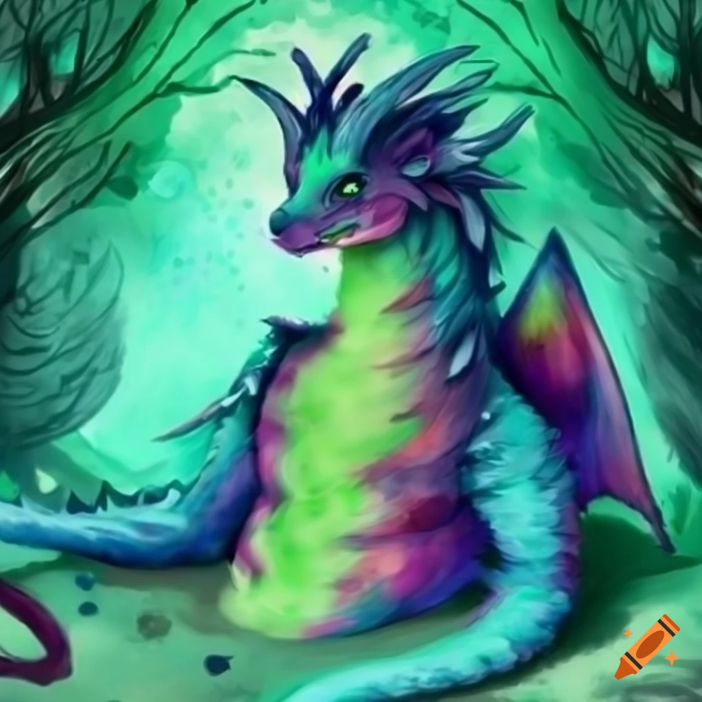 Digital drawing of a green celestial dragon