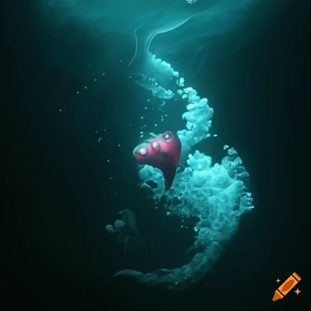 Album cover with underwater heart in chains on Craiyon