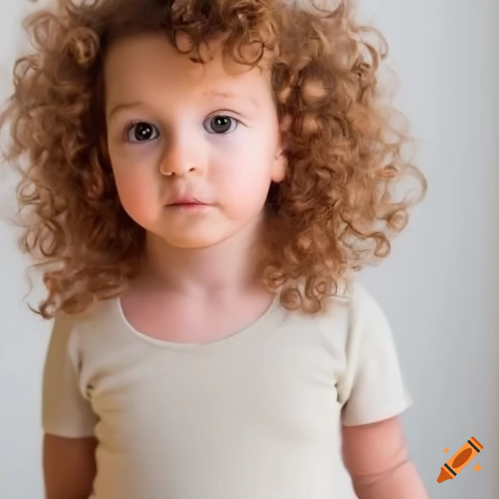 Portrait of a toddler with curly hair in pigtails on Craiyon