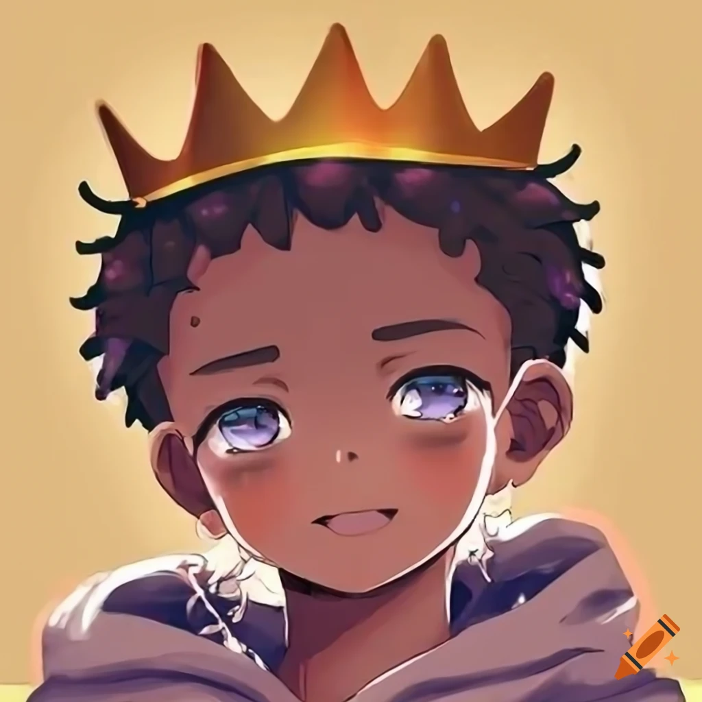 cozy anime boy with a crown