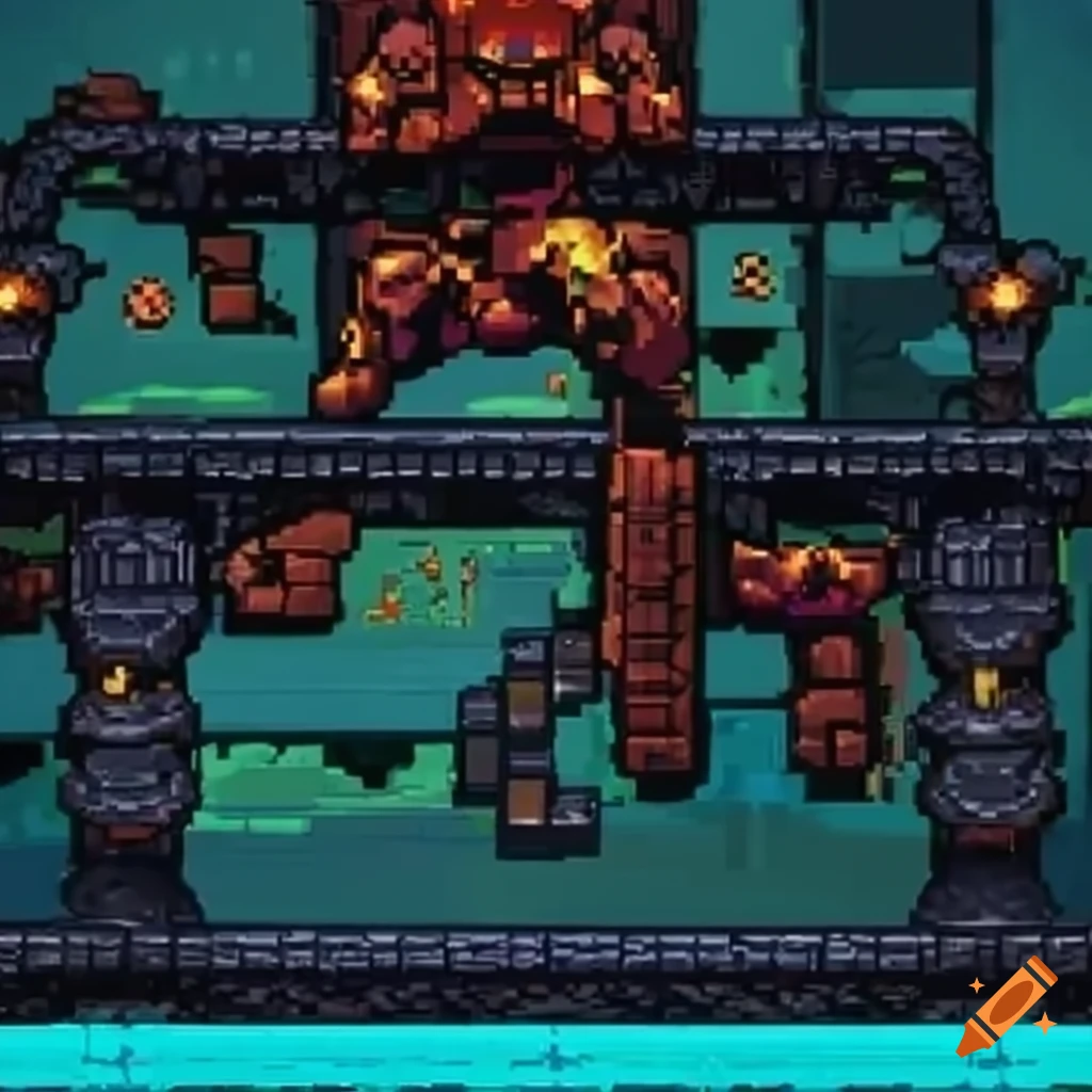 2D game tiles resembling pillars in a Metroid-like platformer
