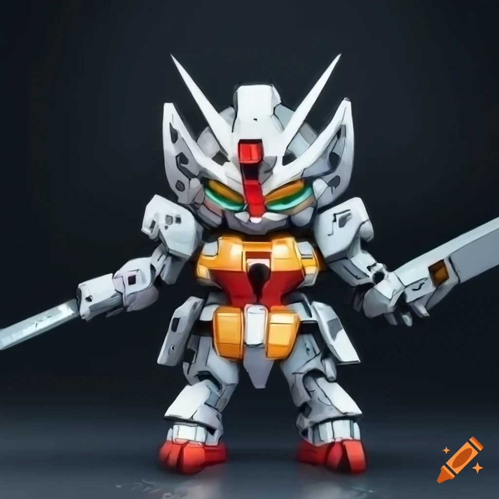 chibi robot with black, orange, and white colors
