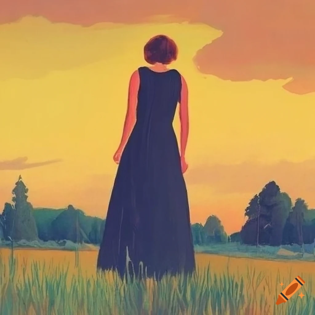 Swedish melancholy summer landscape illustration on Craiyon