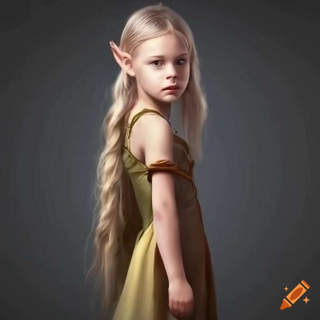 Stunning portrait of a blonde elf girl on Craiyon