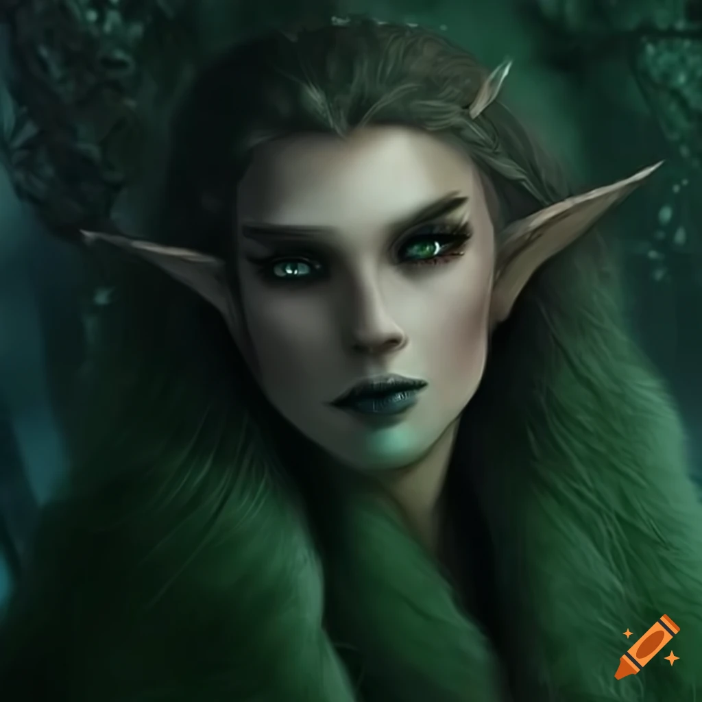 Wood elf with silver braids and green eyes
