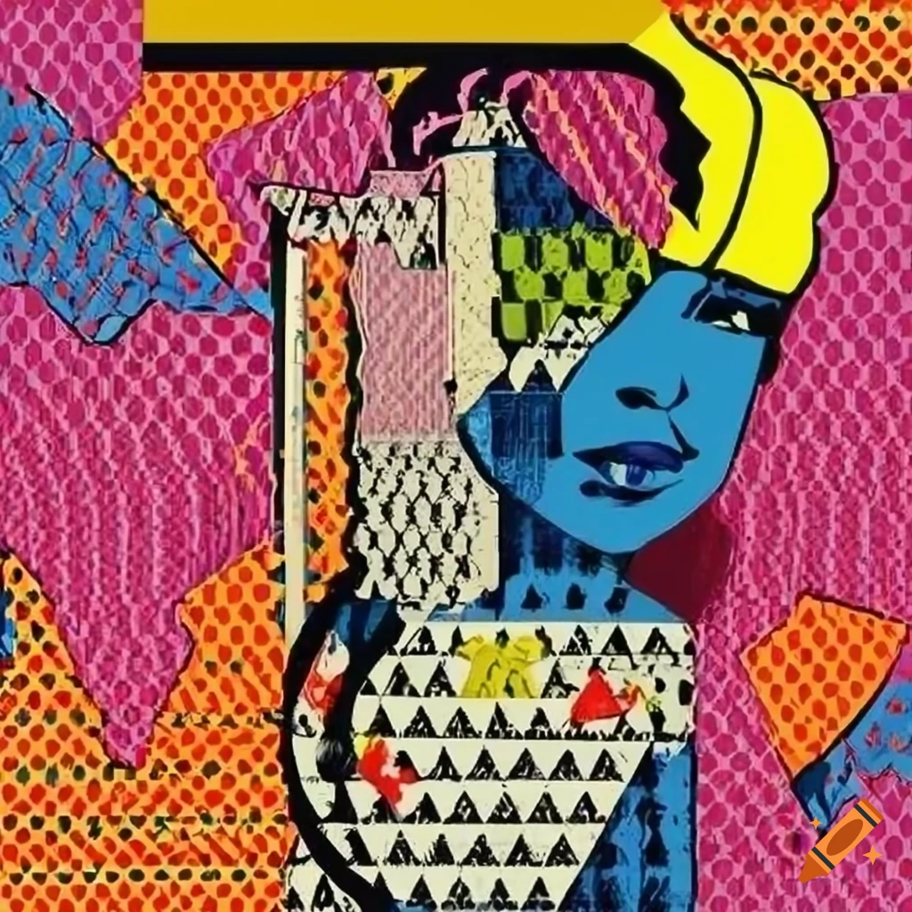 Vibrant pop art collage in roy lichtenstein style on Craiyon