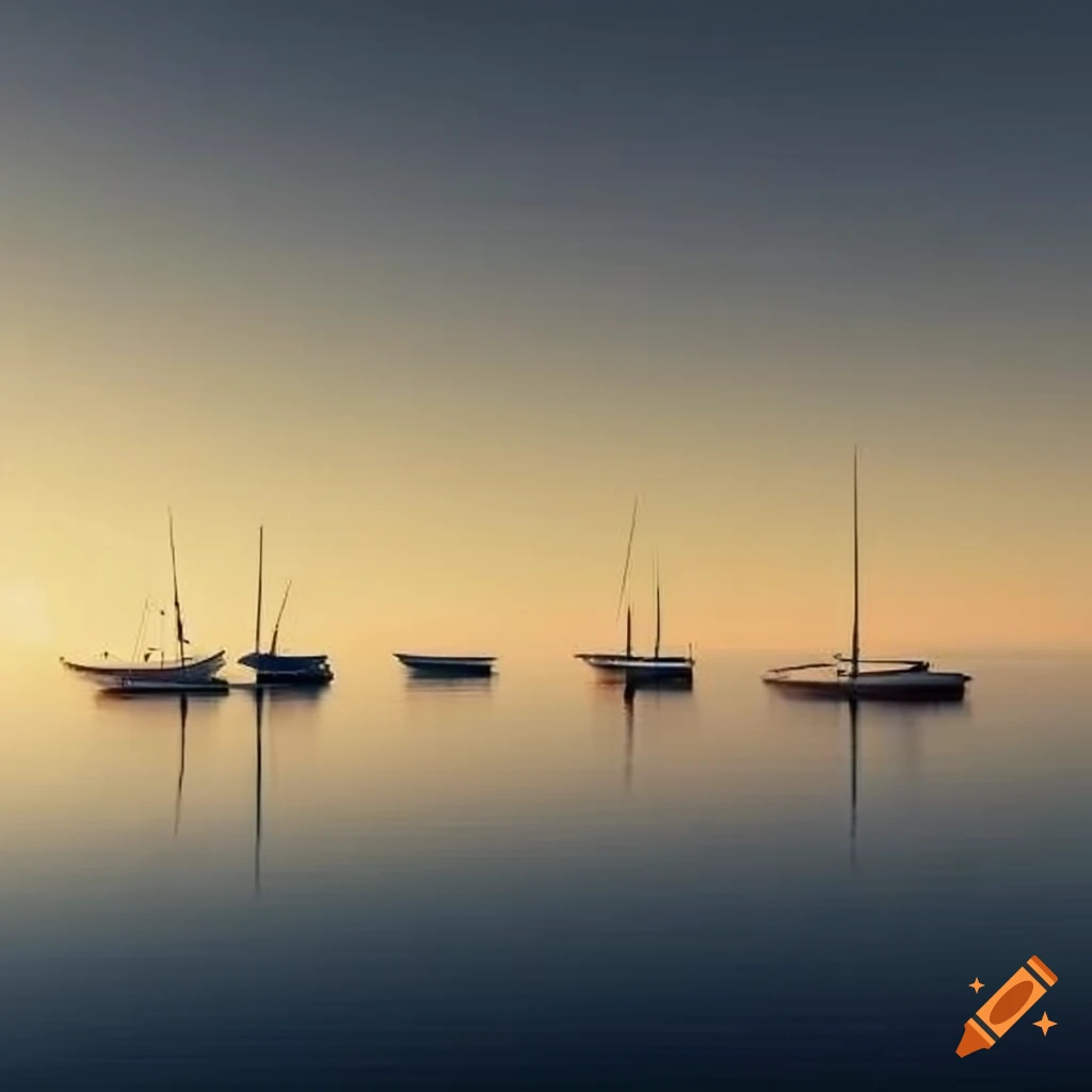 silhouette of Ancient Greek boats against bright sunlight
