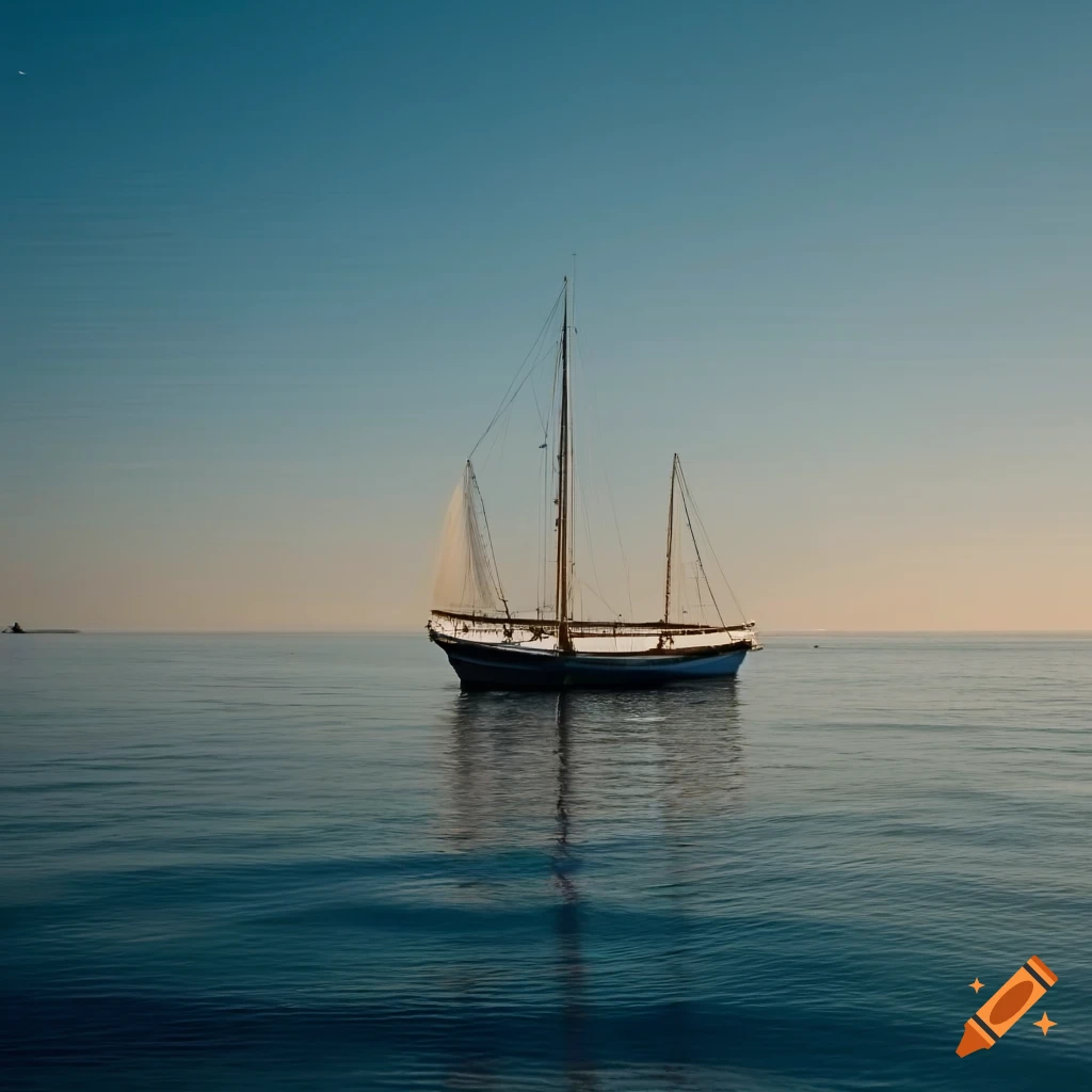 Ancient greek sailing boat on the horizon on Craiyon