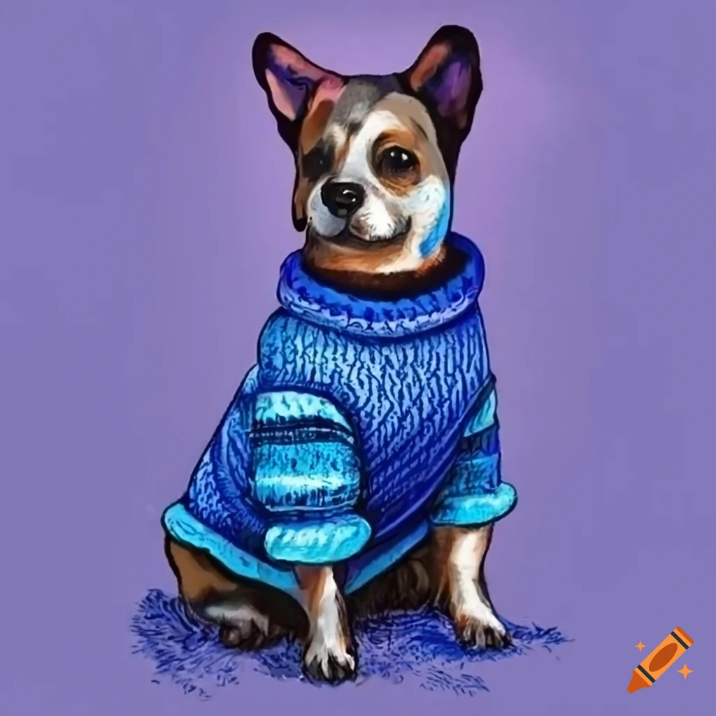 Dog wearing a blue sweater on Craiyon