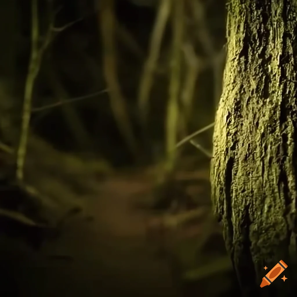 footage of a trail in the woods at night