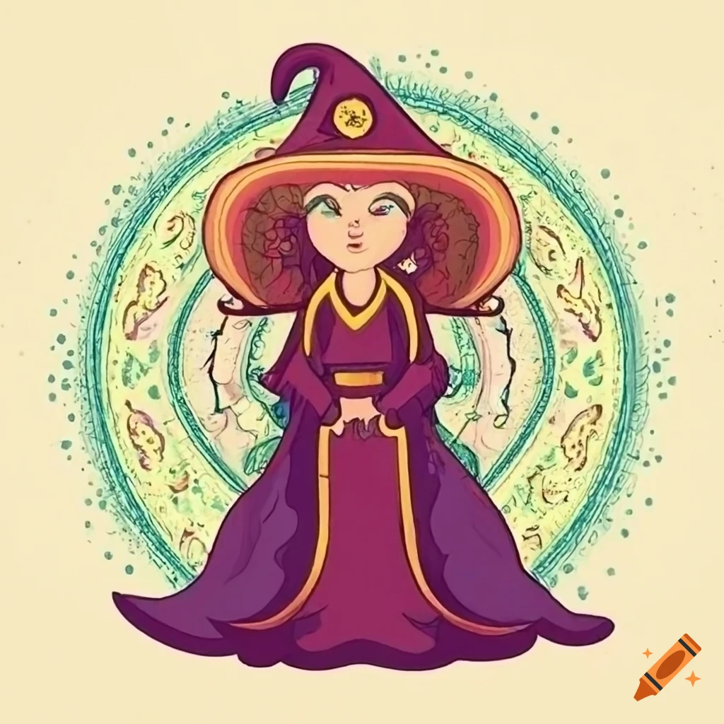 illustration of a potato sorceress and her symmetrical wizard