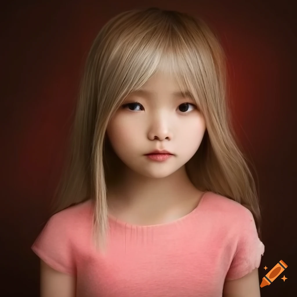 Portrait of a cute 10-year-old girl with blonde hair and stunning