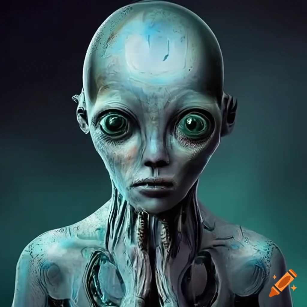 surreal artwork of a robotic alien soul