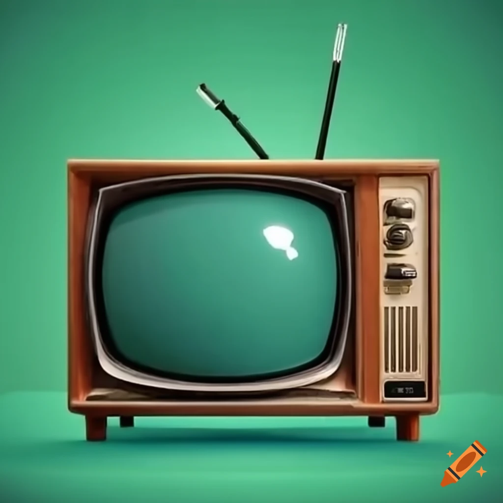 vintage green TV with antennas