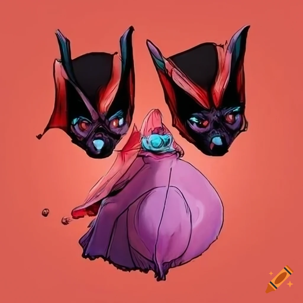 Two bats hanging upside down on Craiyon