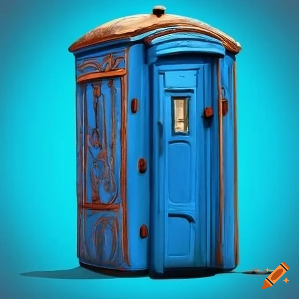 Egyptian style artwork of a blue porta potty on Craiyon