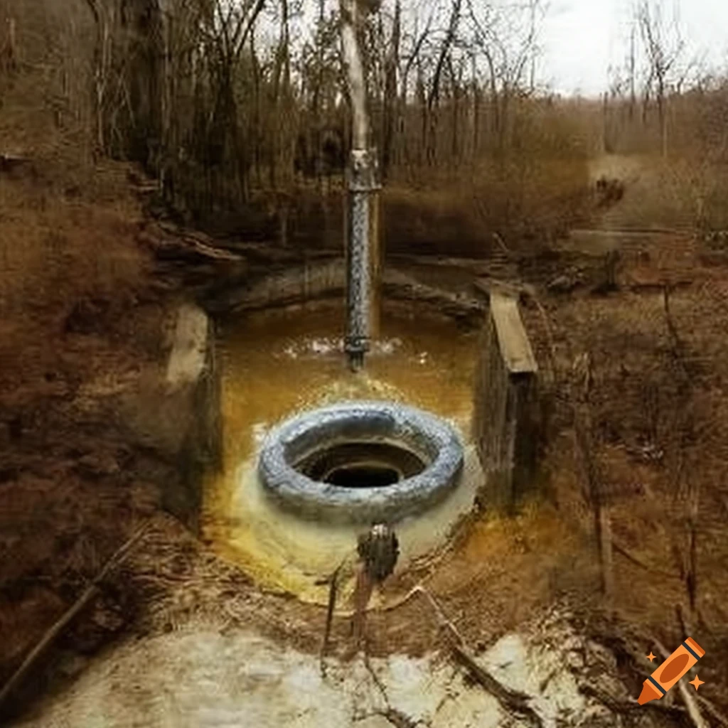 Scenic landscape of a well in a valley on Craiyon
