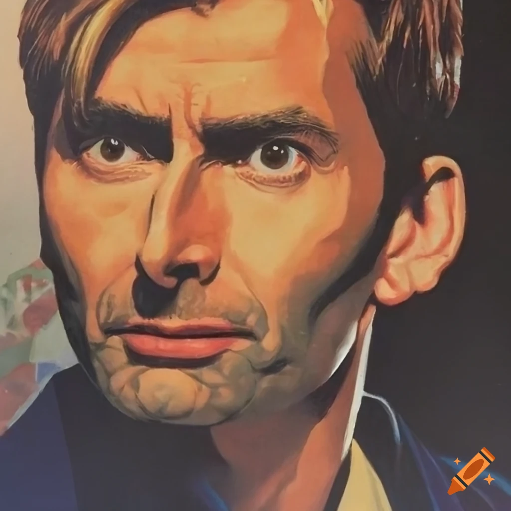 collage poster of David Tennant as Doctor Who with enemies