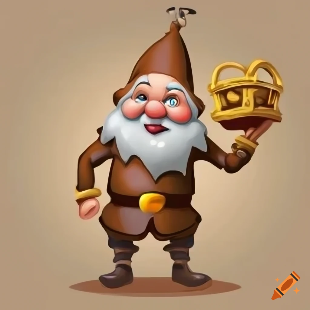 cartoon dwarf with treasure